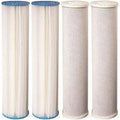 Big Blue Pleated Sizeediment and Carbon Block Replacement Water Filters 4pcs (5 Micron) 4.5" x 20" Cartridges