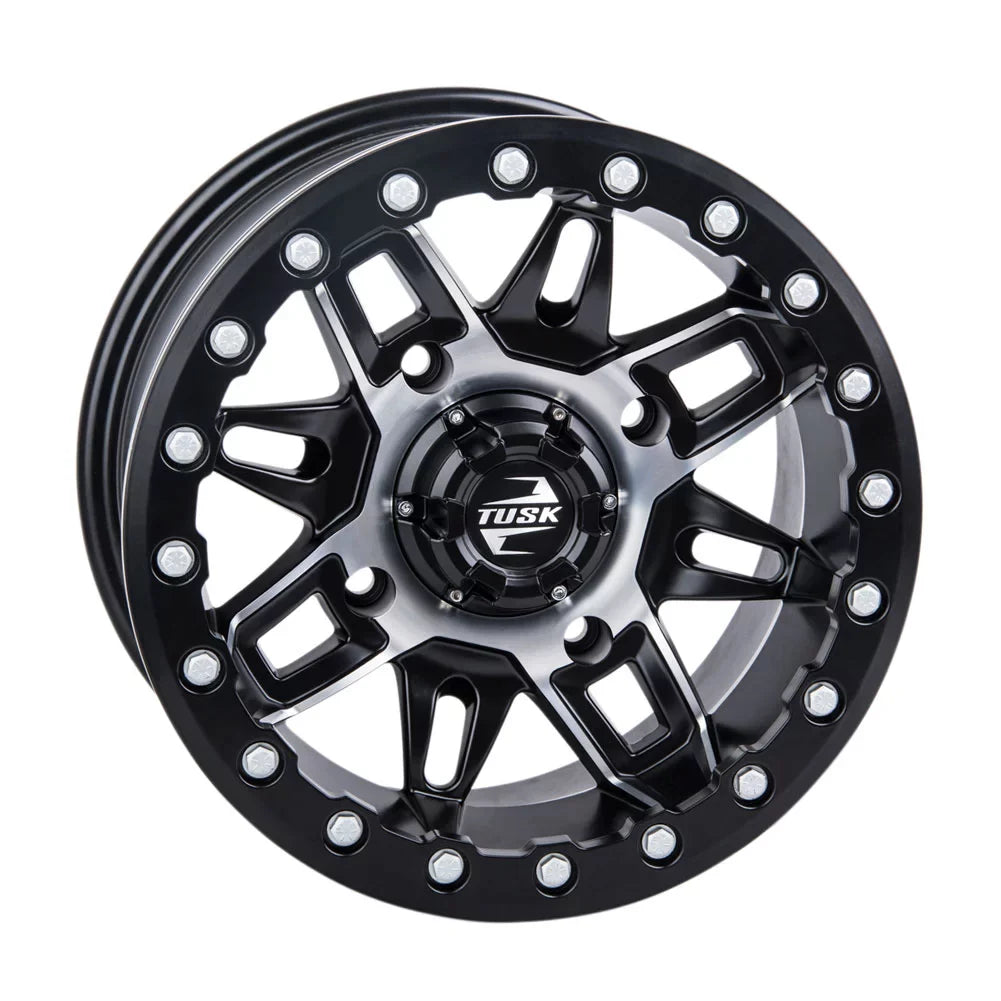 (4 Pack) 4/137 Tusk Wasatch Beadlock Wheel 15x7 5.0 + 2.0 Machined/Black For CAN-AM Defender HD10 Pro DPSize 2020-2022