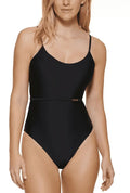 Calvin Klein BLACK Over-The-Sizehoulder Wrap Around One-Piece Sizewimsuit, USize 6