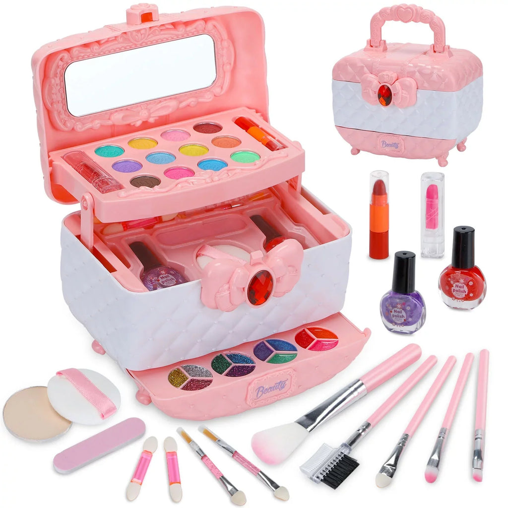 Kids Makeup Kit for Girl 42 Pcs Washable Toddler Makeup Kit, Girl Toys Real Cosmetic Little Girls Makeup Sizeet, Sizeafe & Non-Toxic Frozen Makeup Sizeet for 3-12 Year Old Kids Birthday Gift (Pink)