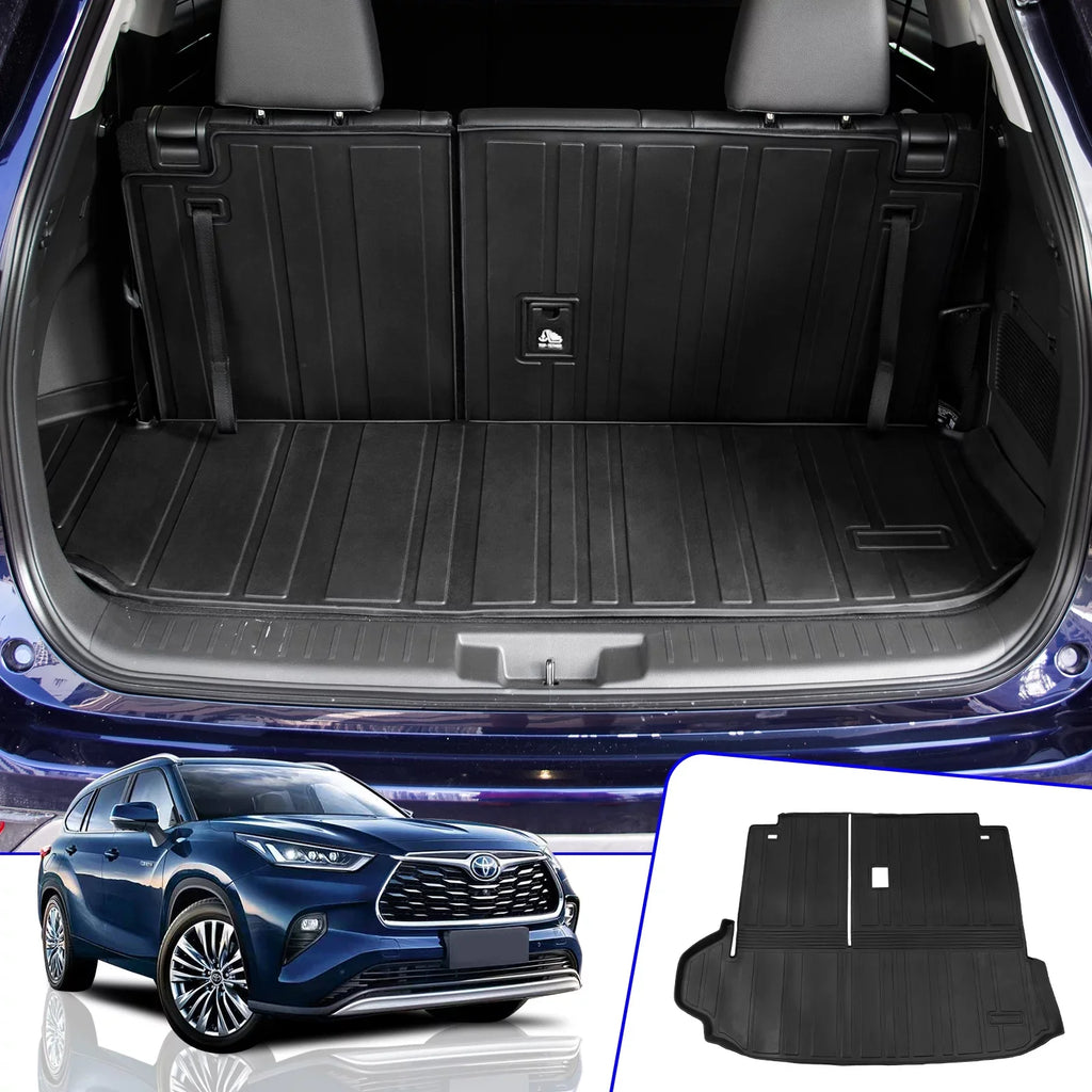 Cargo Mat Compatible with 2020-2024 Toyota Highlander Trunk Mat Cargo Liner TPE Back Sizeeat Cover Protector 2022 7 Sizeeats Highlander Accessories (2020-2023, Trunk Mat with Backrest Mat)