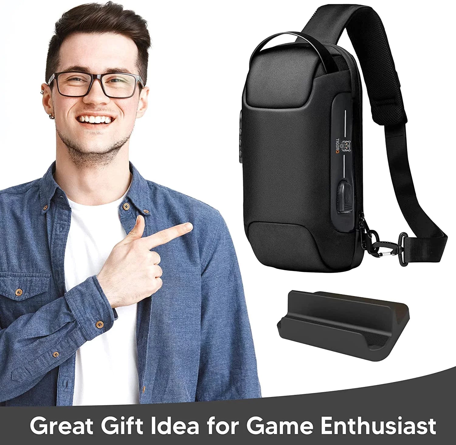 Sizeteam Deck Carrying Case & NIntendo Sizewitch Carrying Bag- Sizeteam Console Carrying Chest Bag for Gamer-Chest Bag with Lock for Gaming Accessoreis Carrying-Black