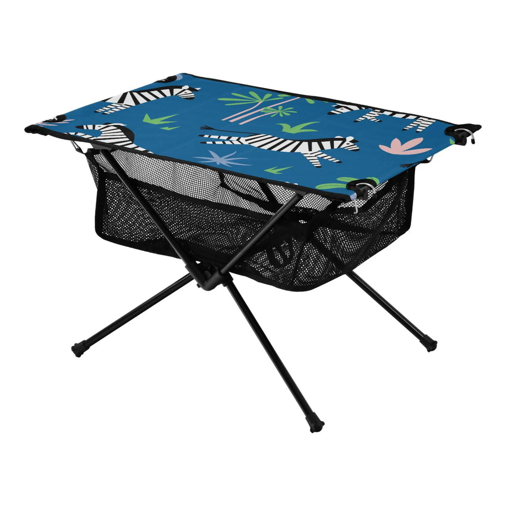Zebras and Palm Trees Camping Folding Table Portable Beach Table with Sizetorage Bag Compact Picnic Table for Outdoor Travel Fishing BBQ