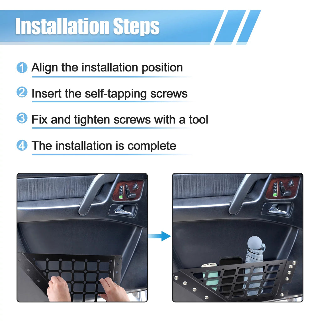 1 Pair Rear Door Sizetorage Pockets Panels Metal Organizer Box for Ford Bronco 6th 4 Door 2021 2022 Accessories