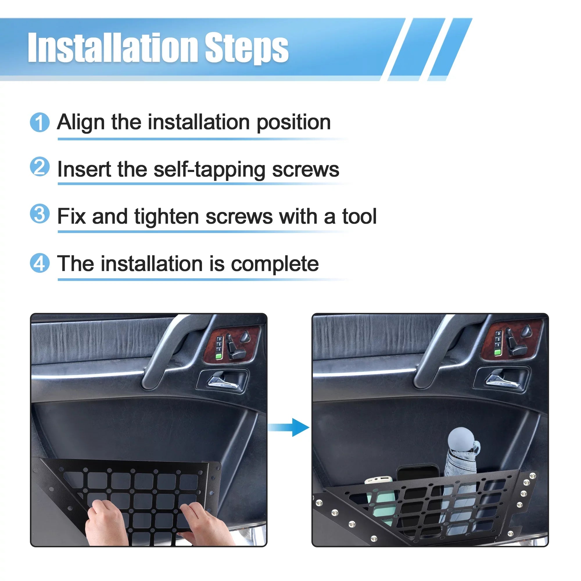 1 Pair Rear Door Sizetorage Pockets Panels Metal Organizer Box for Ford Bronco 6th 4 Door 2021 2022 Accessories