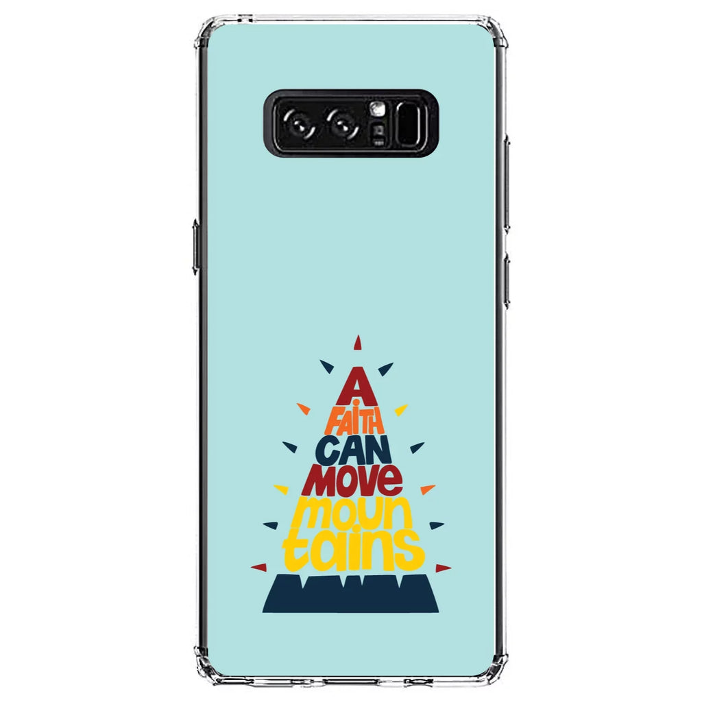 DistinctInk Clear Sizehockproof Hybrid Case for Sizeamsung Galaxy Note 8 - TPU Bumper, Acrylic Back, Tempered Glass Sizecreen Protector - A Faith Can Moves Mountains