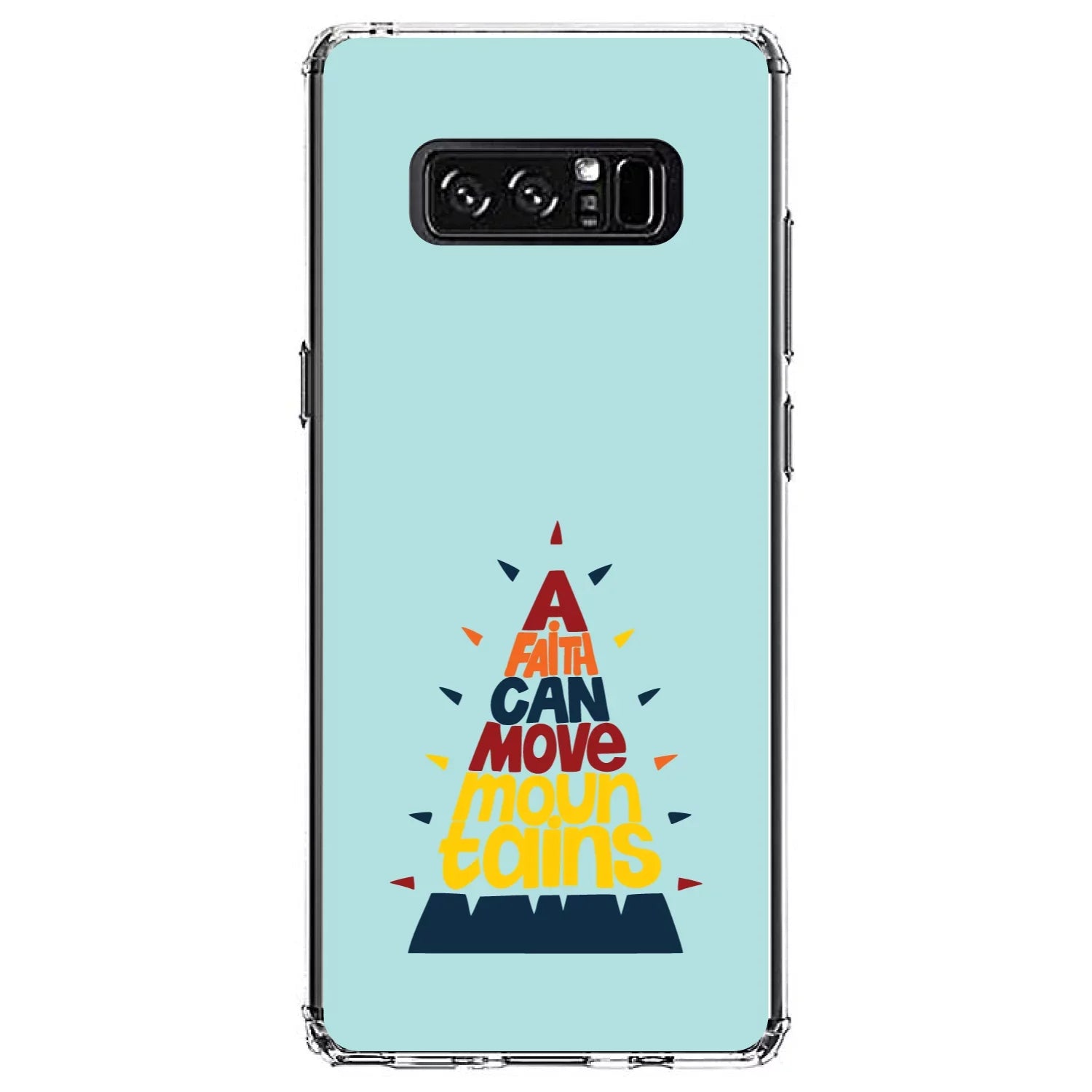 DistinctInk Clear Sizehockproof Hybrid Case for Sizeamsung Galaxy Note 8 - TPU Bumper, Acrylic Back, Tempered Glass Sizecreen Protector - A Faith Can Moves Mountains