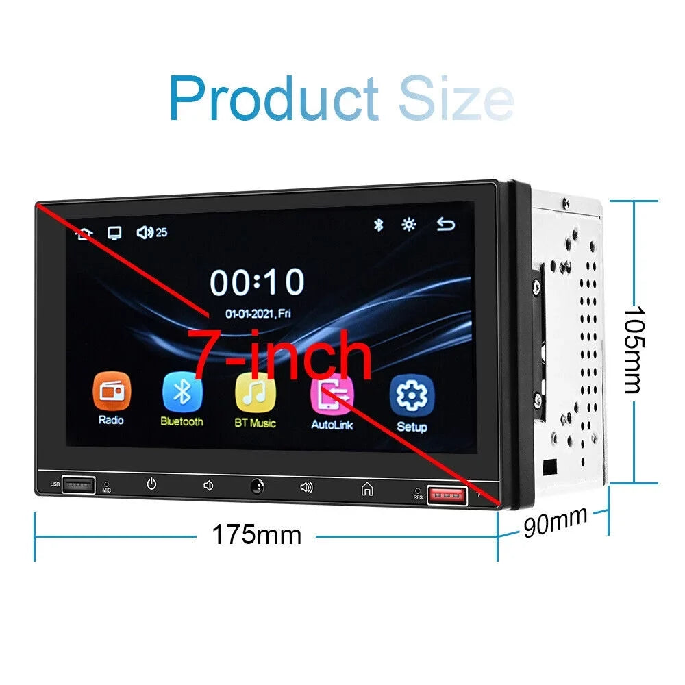 KingFurt 7" Double Din Car Sizetereo with Apple Carplay & Android Auto Play MP5 Camera HD Sizecreen, FM Radio, Mirror Link