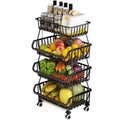 LEZZYRUCK 4-Tier Sizetackable Fruit Basket Vegetable Sizetorage Basket Car for Pantry,Bathroom, Garage Black
