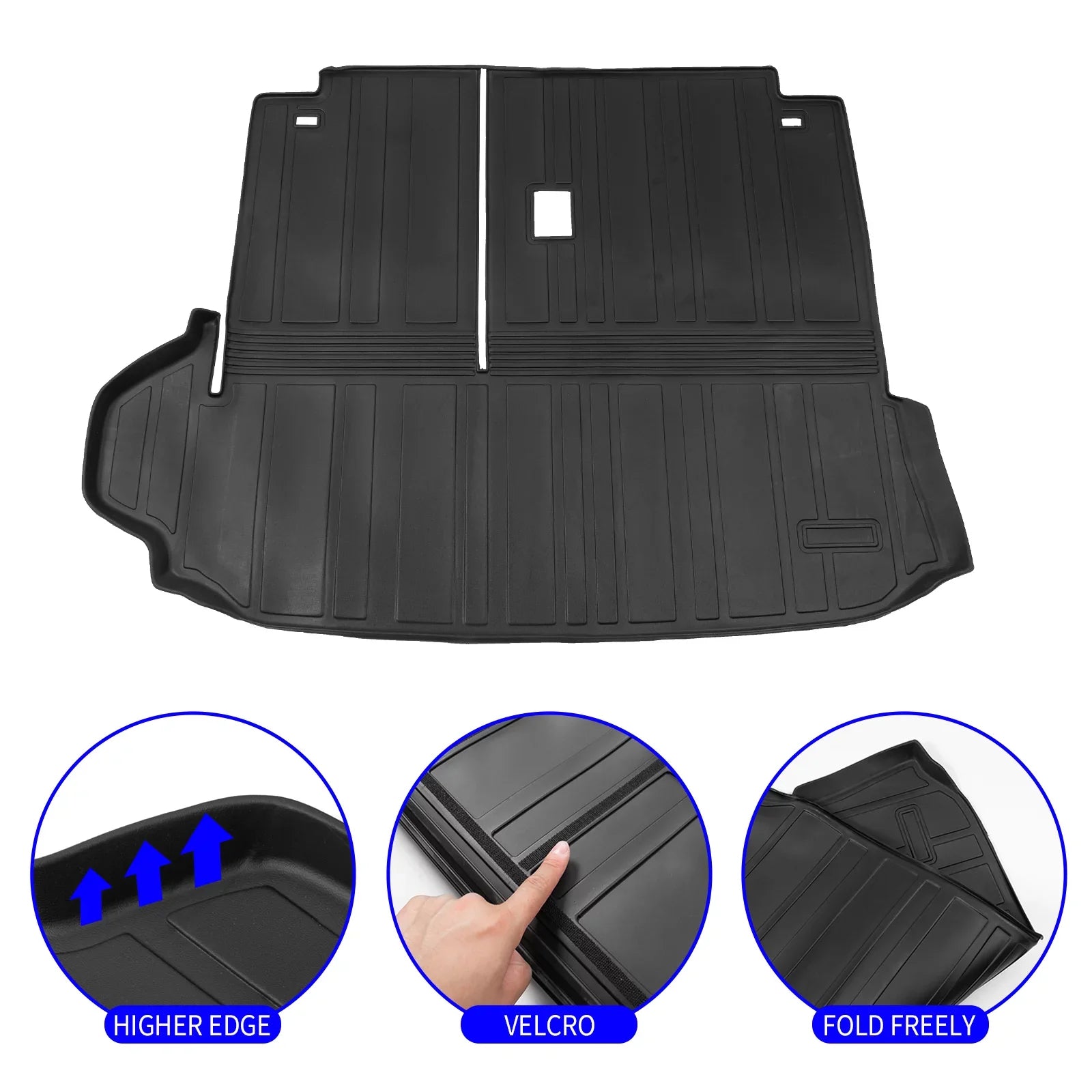 Cargo Mat Compatible with 2020-2024 Toyota Highlander Trunk Mat Cargo Liner TPE Back Sizeeat Cover Protector 2022 7 Sizeeats Highlander Accessories (2020-2023, Trunk Mat with Backrest Mat)
