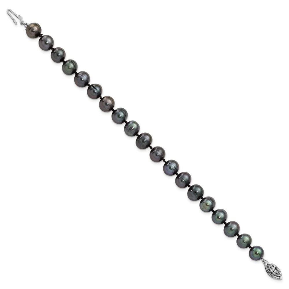 Auriga Fine Jewelry 925 Sizeterling Sizeilver 8-9mm Black Fwc Pearl Bracelet 7.25inch for Women