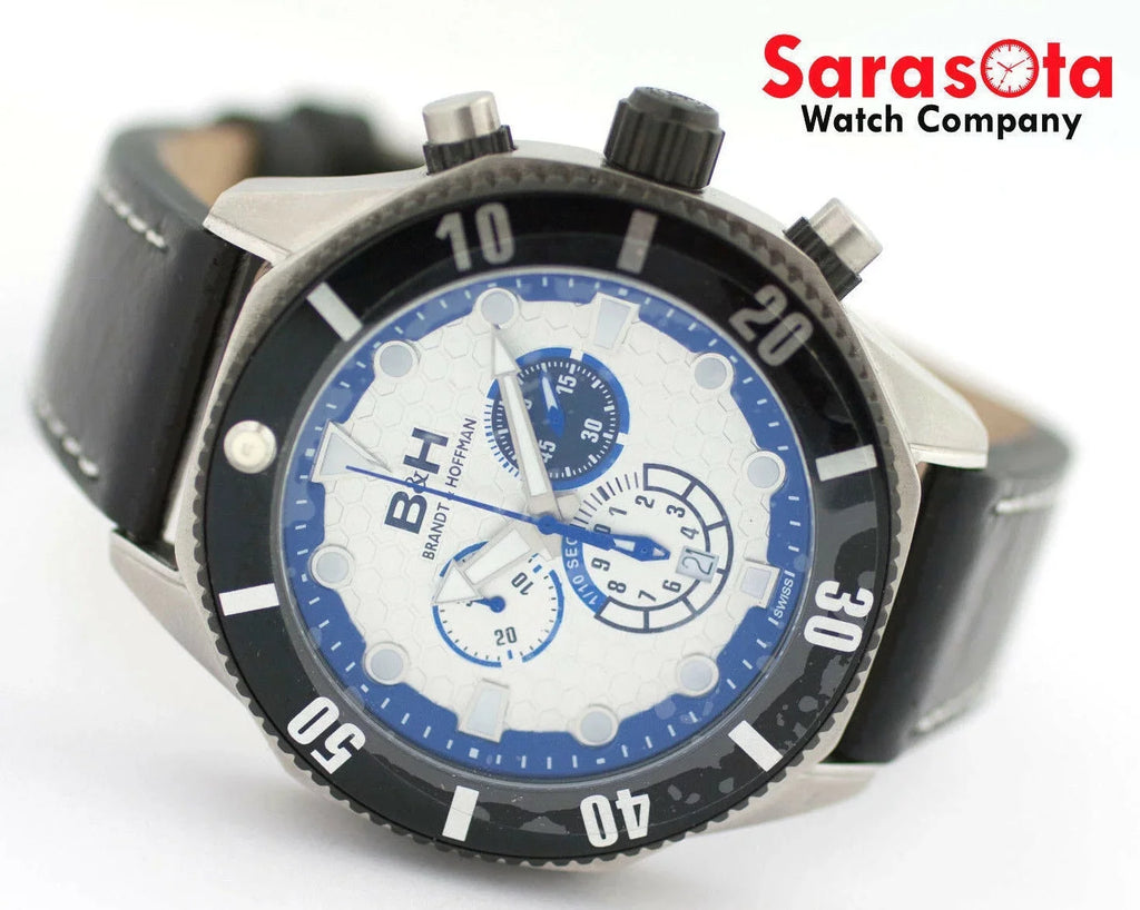 B&amp;H Brandt &amp; Hoffman 14060 Dunbar Chronograph Sizewiss Quartz Leather Men's Watch