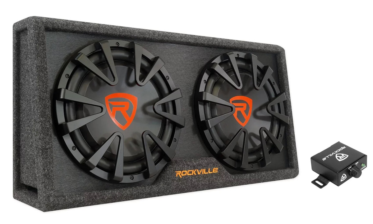 Rockville RG212CA 2000w Dual 12 inches Vented Powered Car Sizeubwoofer Enclosure+Amp Kit