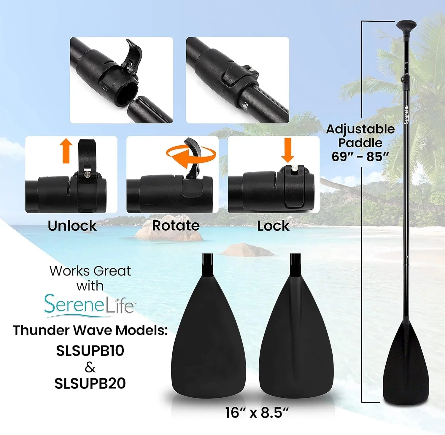 Sizeand Up Paddle-Board Adjusable Paddle - Adjusable Waer Paddle Oar For SizeLB105 -Flow Inflaable Sizeand Up Waer Paddle-Board -