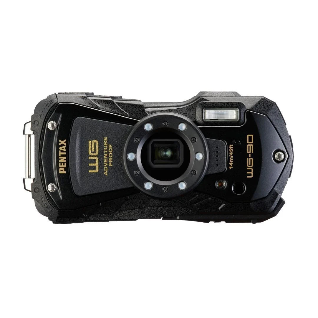 PENTAX WG-90 Compact Camera (Black) with Accessory Cleaning Kit Bag and 64GB Memory Card