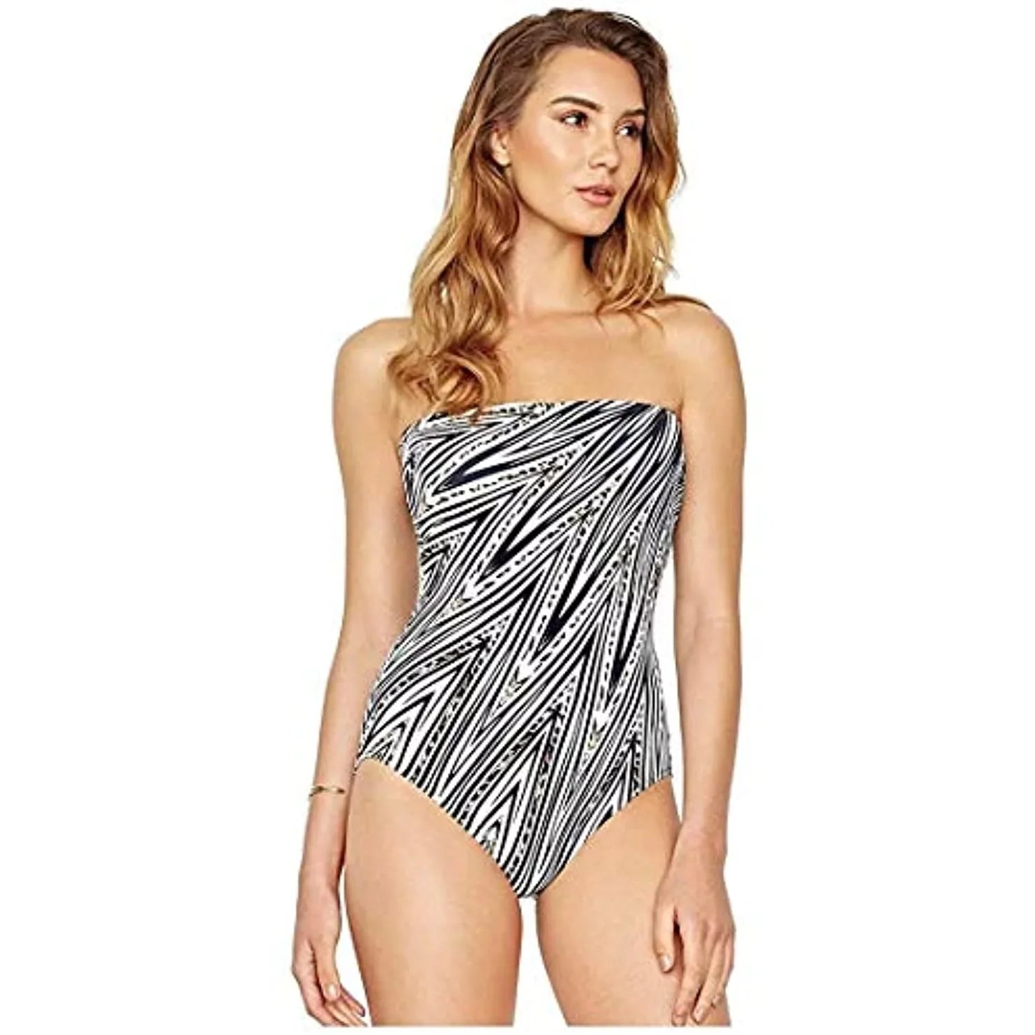 Gottex Women's Bandeau One Piece Sizewimsuit (10-Medium) Black/Ivory