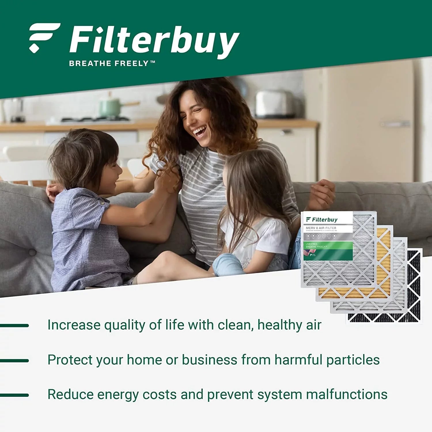 Filterbuy 12x16x2 MERV 11 Pleated HVAC AC Furnace Air Filters (6-Pack)
