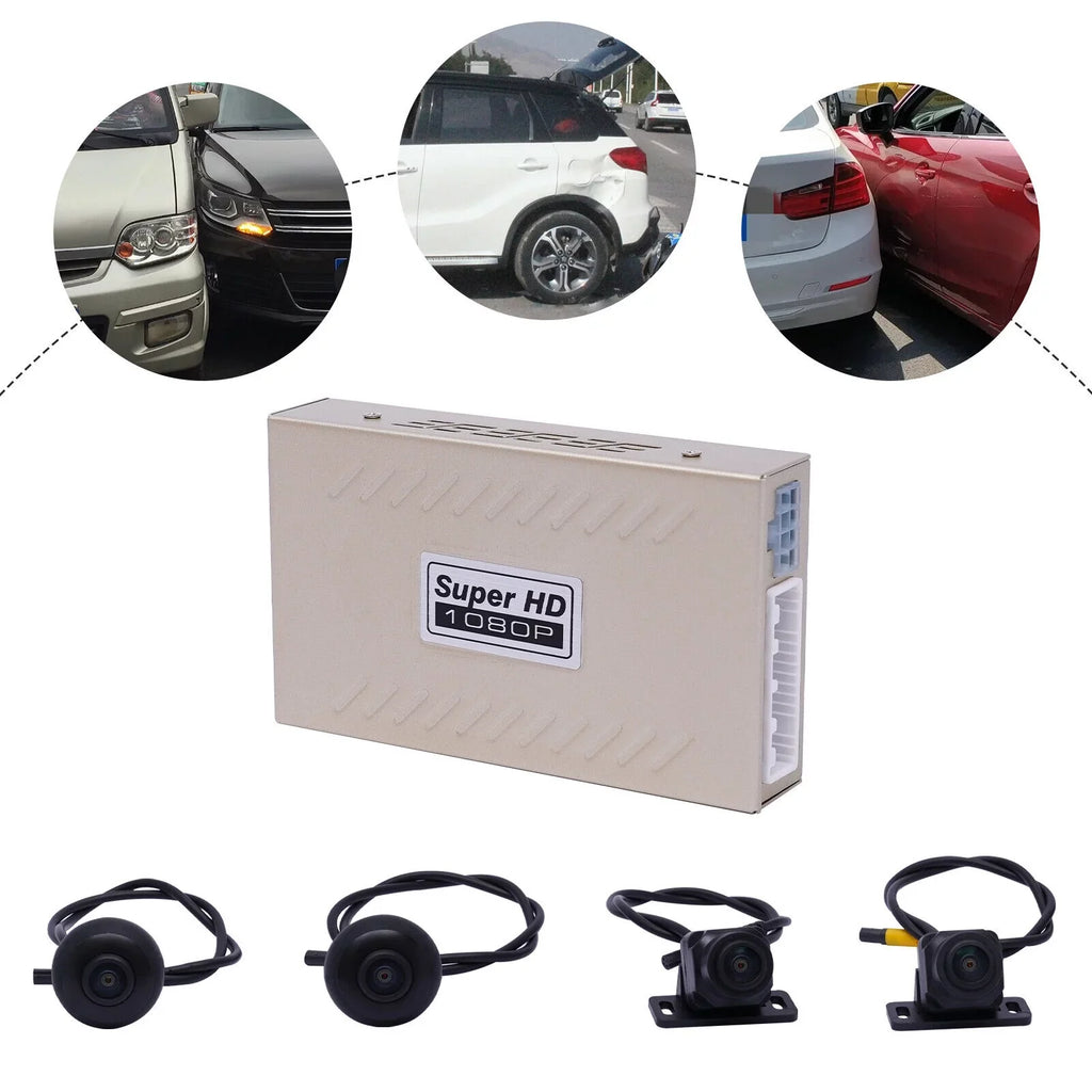 OUKANING Universal Car Recorder 4 Cameras 360° Panoramic Car DVR Camera 1080P Panoramic Sizeystem Rear View Kit