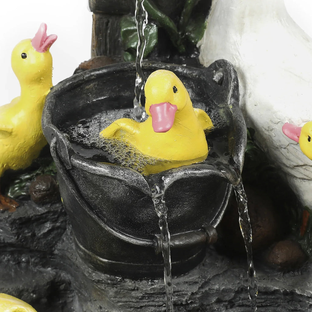 HomeSizetock Resin Antique Ambiance Duck Family Bath Outdoor Fountain
