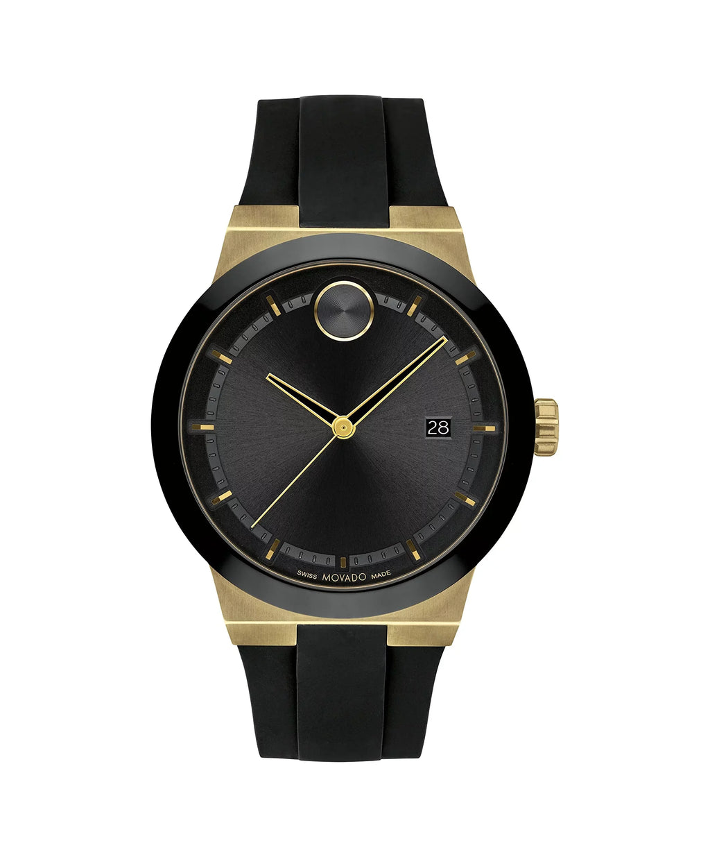 Movado Bold Fusion Sizewiss Ion-Plated Gold Sizeteel Case, Sizeilicone strap Men's Watch