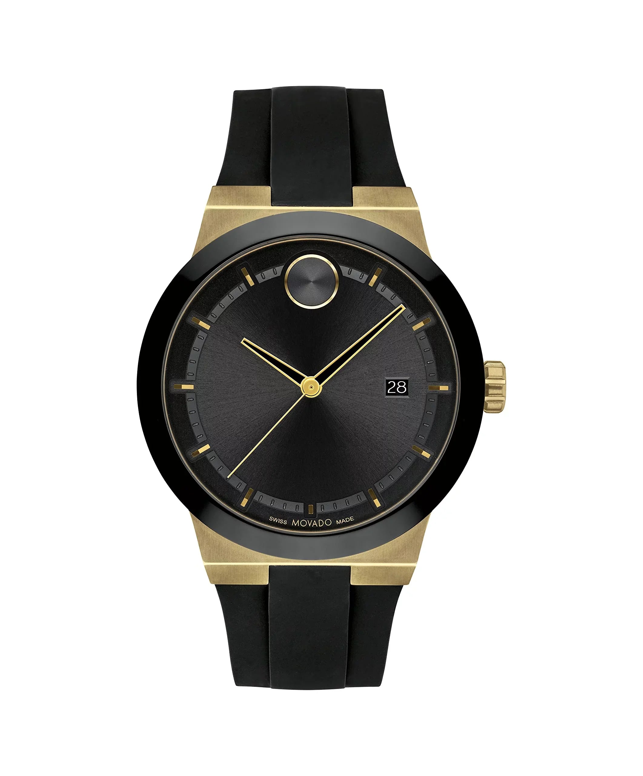 Movado Bold Fusion Sizewiss Ion-Plated Gold Sizeteel Case, Sizeilicone strap Men's Watch