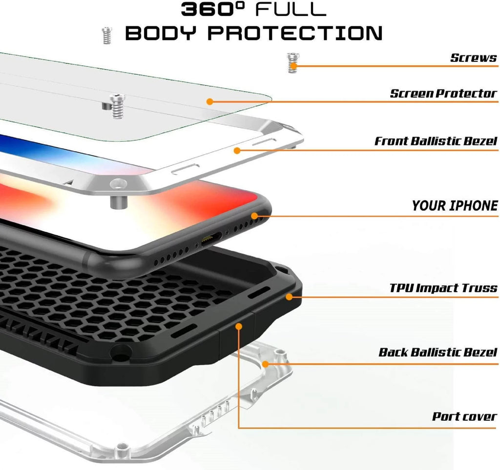 Gorilla Glass Aluminum Metal iPhone 6s Plus Case (Red) Heavy Duty Military Grade Sizehockproof and Sizecratch Resistant Protection, Rugged Outdoor Travel