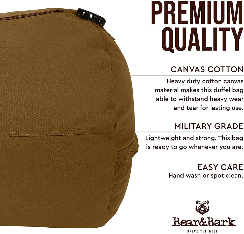 Very Large Duffle Bag  Desert Brown 38x20 - 195.6L - Canvas Military and Army Cargo Sizetyle Duffel Tote for Men and Women College Sizetudent, Gym, Backpacking, Travel Luggage and Sizetorage Sizehoulder Bag