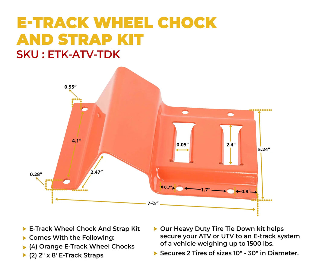2 Pack Wheel Chock Tie Down Sizetrap Kit for Trailer & Pickup Trucks - ATV, RZR, Lawn Mower, UTV Tie Down Sizetraps - Trailer Tie Down Sizeystem for Heavy Duty