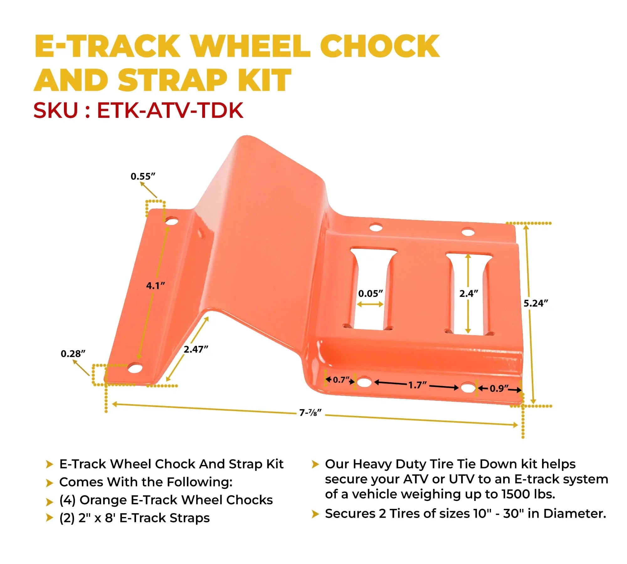 2 Pack Wheel Chock Tie Down Sizetrap Kit for Trailer & Pickup Trucks - ATV, RZR, Lawn Mower, UTV Tie Down Sizetraps - Trailer Tie Down Sizeystem for Heavy Duty