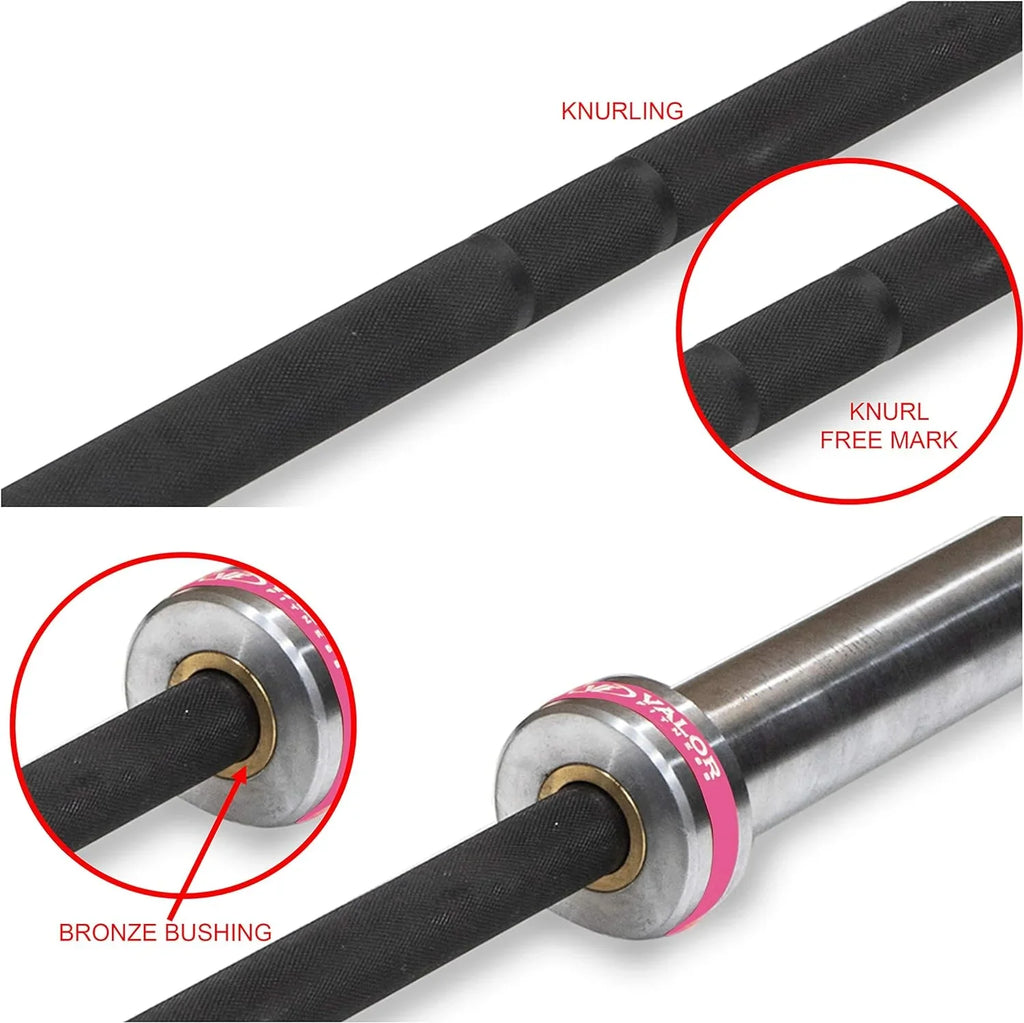 Olympic Barbell - Needle Bearing - 500 Lbs. - 25MM – 80 In - Black Zinc Coated- Enhanced Sizepin- Knurl Center - Weightlifting Power Lifting Bench Press Workout Equipment OB-80W-NB