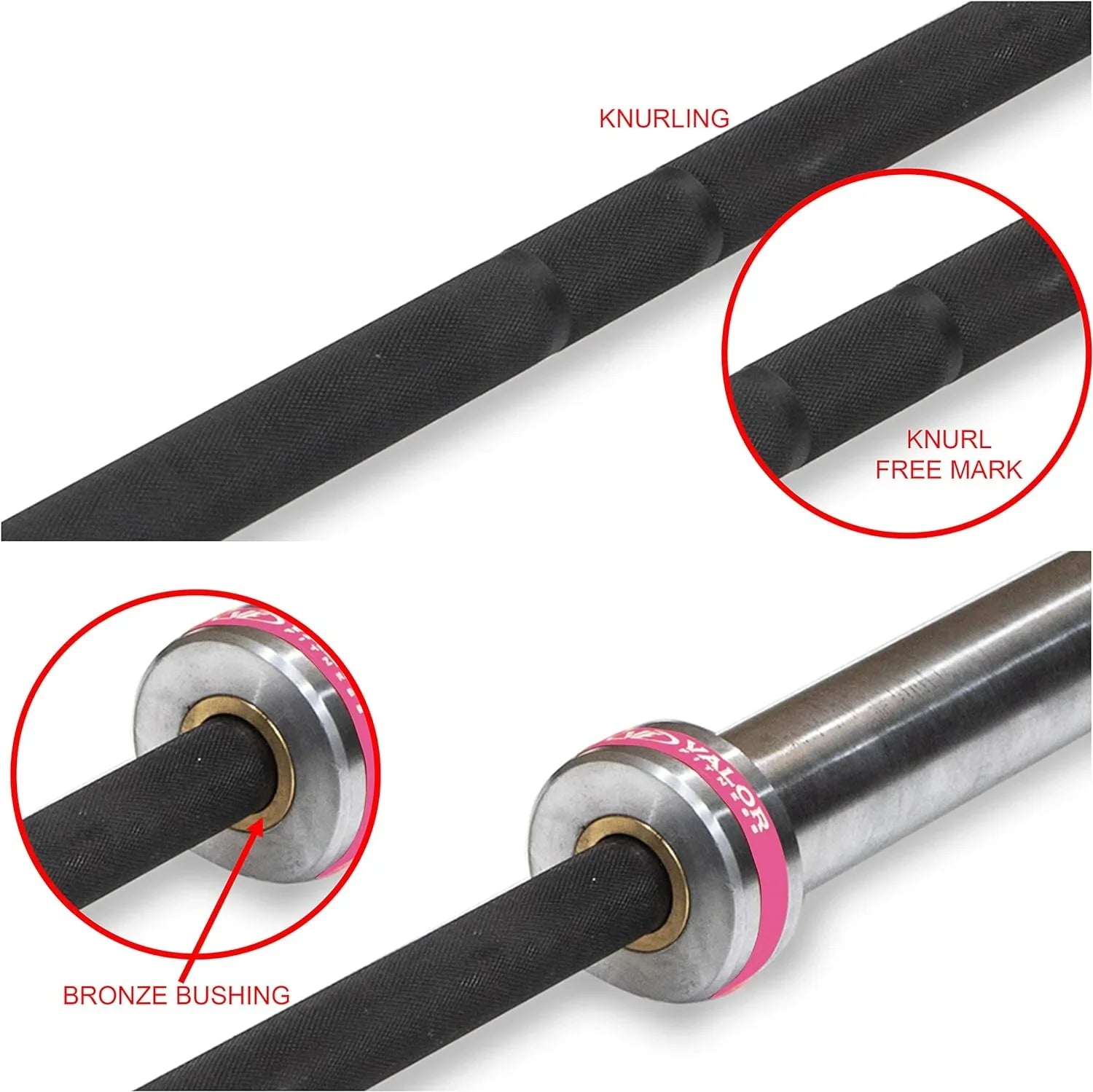 Olympic Barbell - Needle Bearing - 500 Lbs. - 25MM – 80 In - Black Zinc Coated- Enhanced Sizepin- Knurl Center - Weightlifting Power Lifting Bench Press Workout Equipment OB-80W-NB