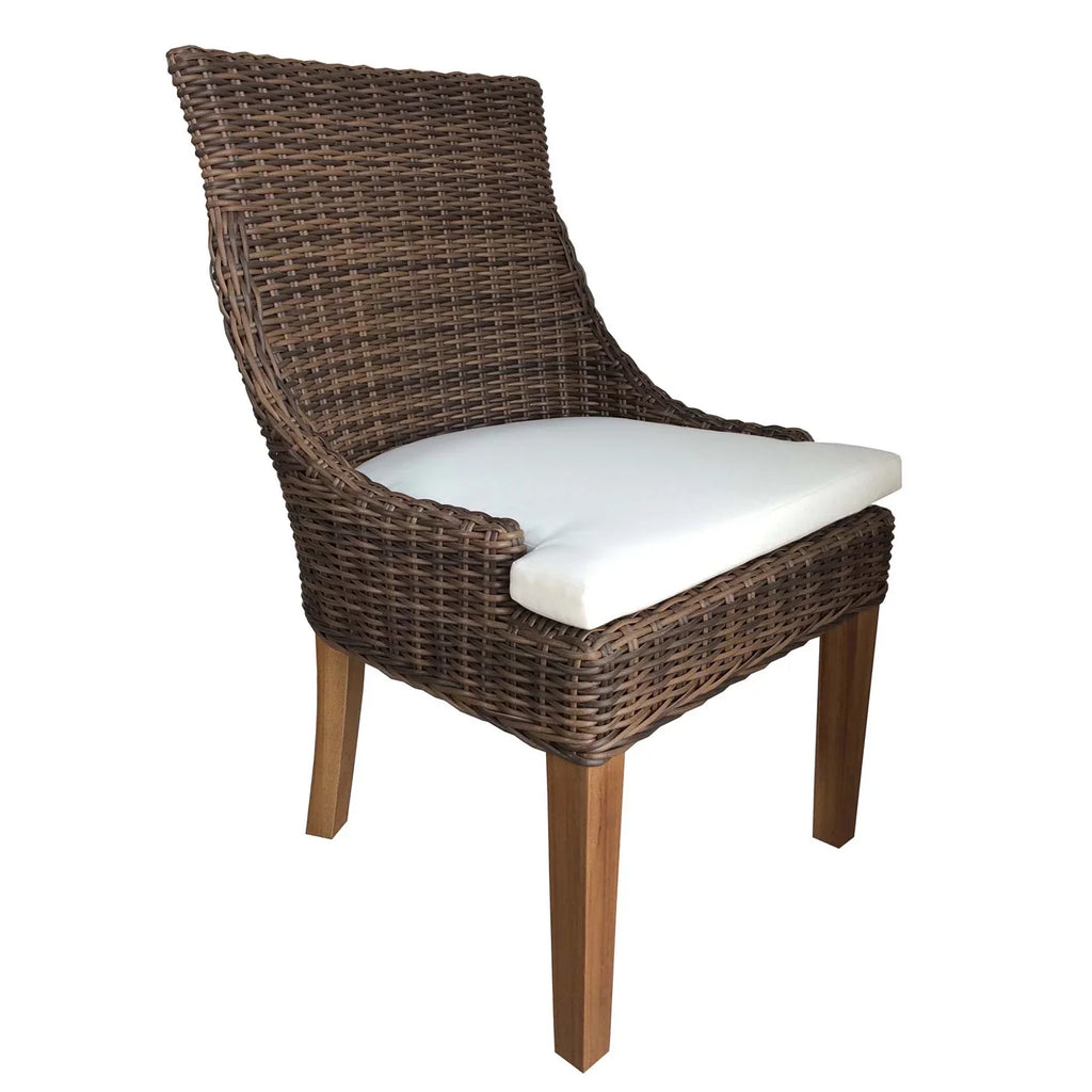 Padma's Plantation Alfresco Wicker Patio Dining Chair in Crocodile Green Rattan