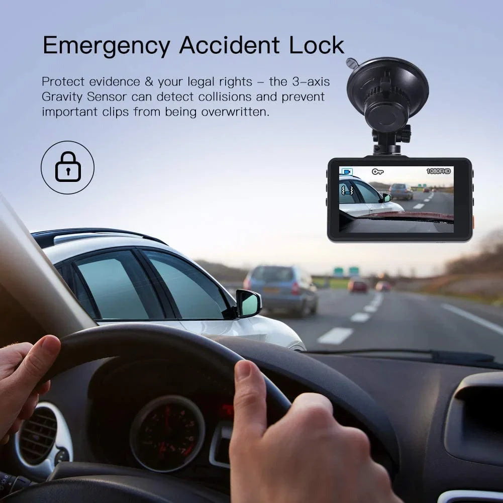 APEMAN C450 Dash Cam 1080P FHD 3" Car Camera 170° Wide Angle Sizecreen, Parking Monitor, Black