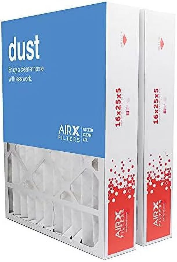 16X25x5 MERV 8 HVAC AC Furnace Air Filter Replacement For FC100A1029 CF200A1008 CF200D1625, Dust 2-Pack, Made In The