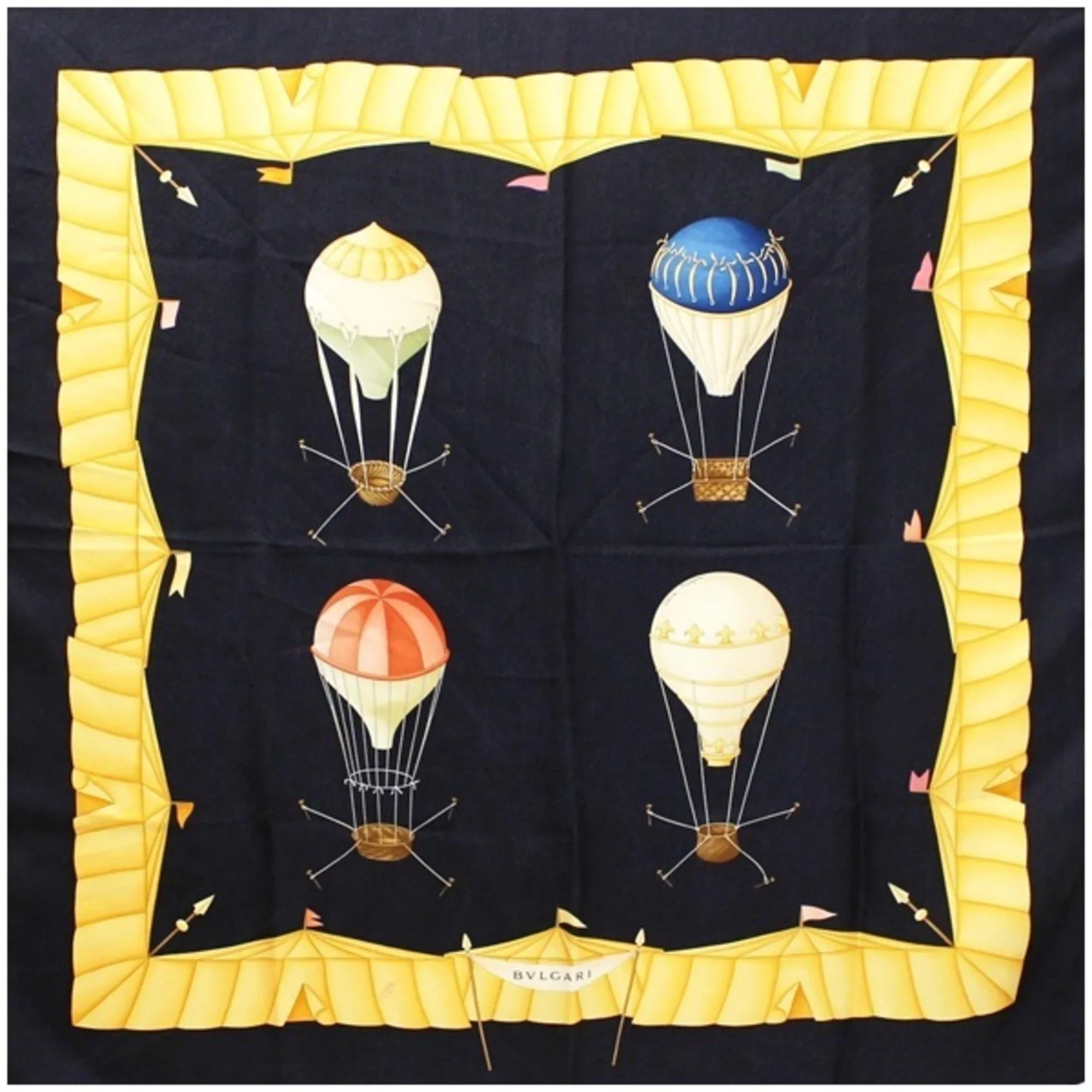 Pre-Owned Bvlgari silk scarf muffler black balloon pattern BVLGARI ladies tapestry (Good)