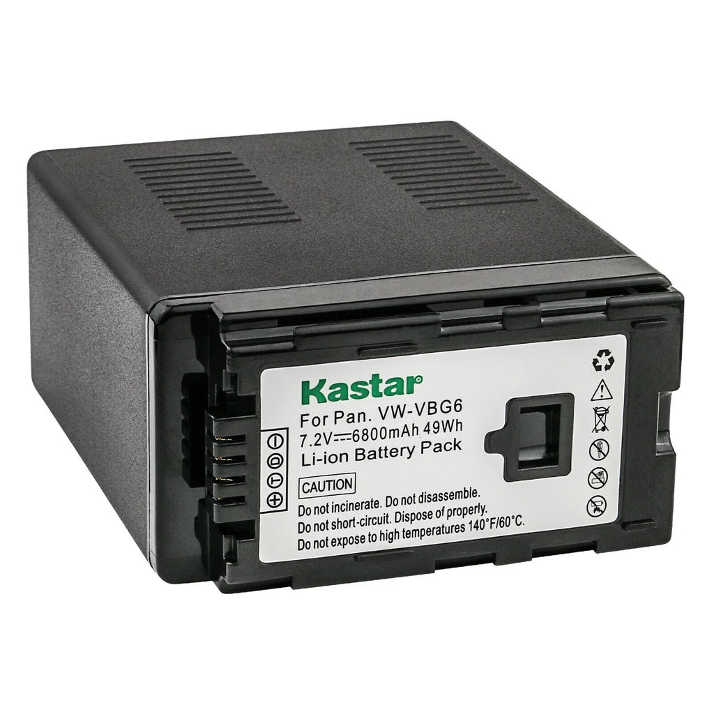 Kastar 2-Pack VW-VBG6 Pro Battery Replacement for Panasonic VW-VBG6 VW-VBG6GK VW-VBG6-K VW-VBG6PPK, CGA-E625 Battery, DE-A38, VSizeK0631, VSizeK0698 Charger, Panasonic AG-AC7 AF105 AC130 AC160 HMR10 HSizeC1U