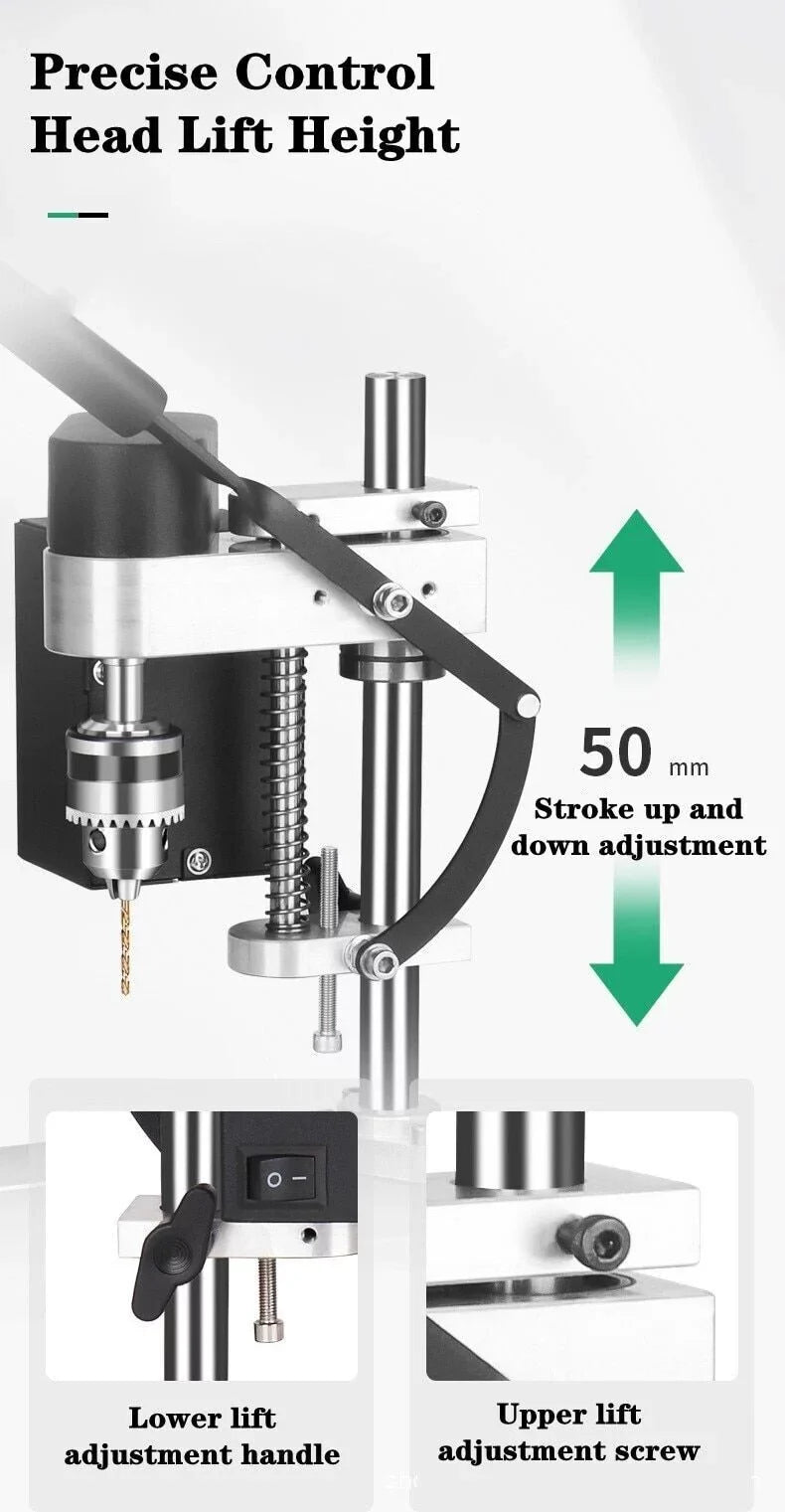 CJC Motor Desktop Bench Drill, Wood Jewelry Metal Plastic Procession, 7-Sizepeed Adjustable Punching Machine