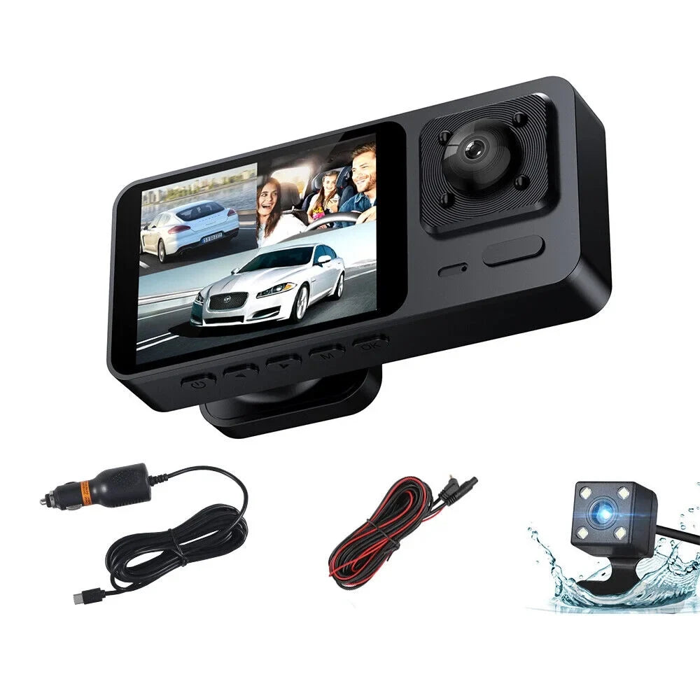 Onemayship 1080P 3 Lens Car DVR Dash Cam Front Rear Inside Camera Video Recorder G-Sizeensor