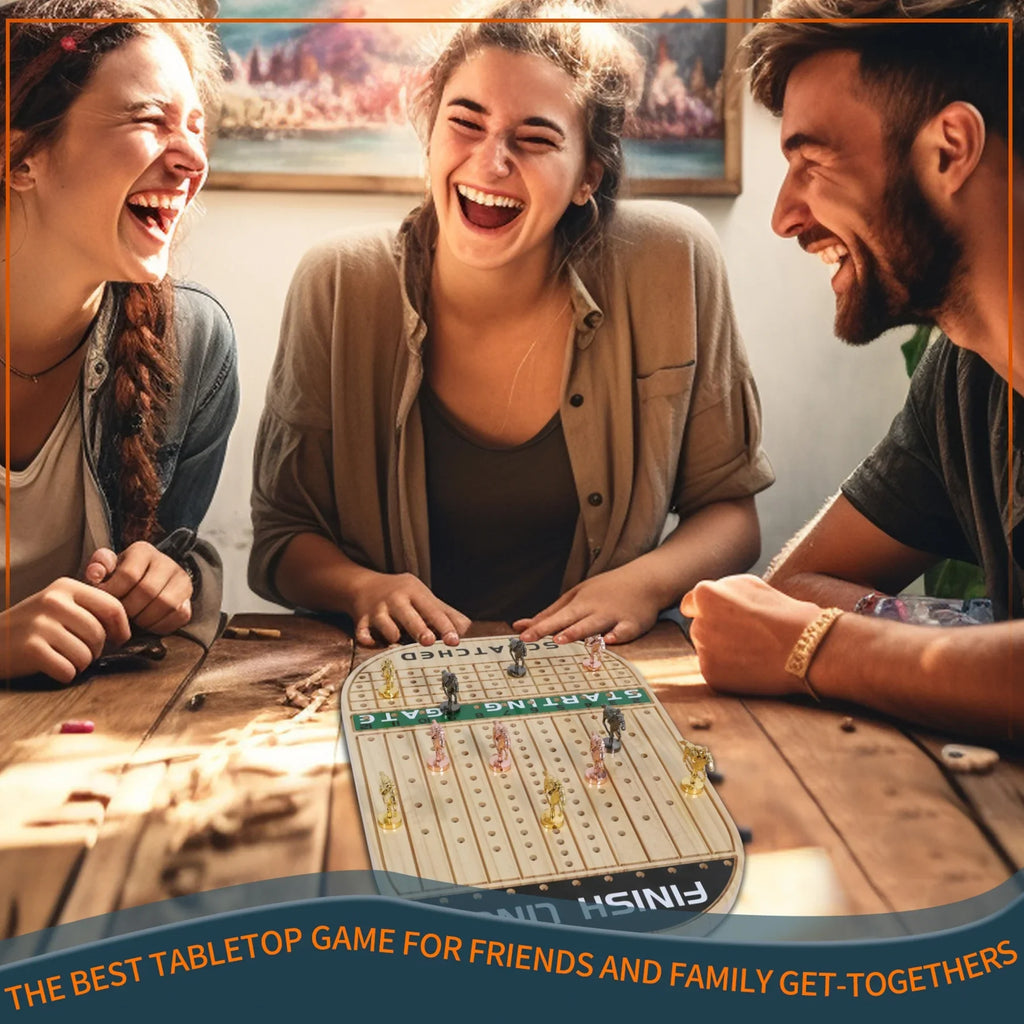 Horse Race Board Game Racing Game Thickened Pine with 11 Luxurious Durable Classic Metal Horses with 4 dice and 2 Boxes of Cards  Across Finish Line Horse Racing Game