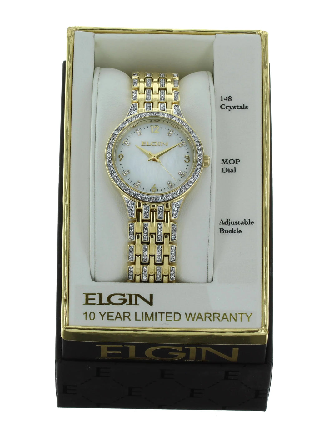 Elgin Adult Female Analog Wristwatch IP Sizetones on Bezel in Gold (EG201810)