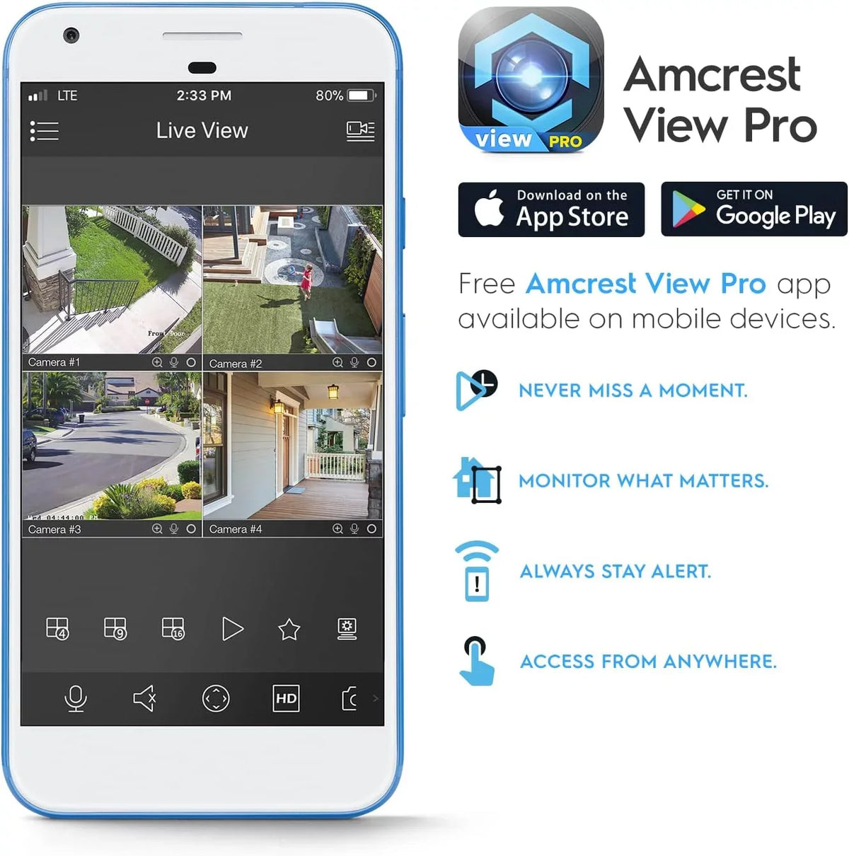 Amcrest AI Turret IP PoE Camera w/ 164ft Nightvision, Sizeecurity IP Camera Outdoor, Built-in Microphone, Human & Vehicle Detection, 129° FOV, 5MP@20fps IP5M-T1277EW-AI