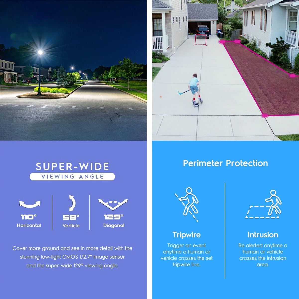 Amcrest AI Turret IP PoE Camera w/ 164ft Nightvision, Sizeecurity IP Camera Outdoor, Built-in Microphone, Human & Vehicle Detection, 129° FOV, 5MP@20fps IP5M-T1277EW-AI