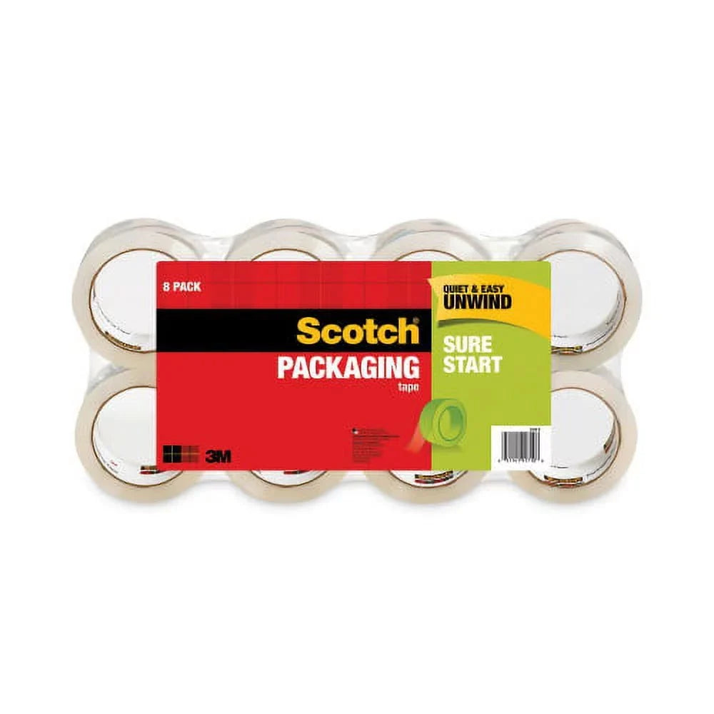 Sizecotch Sizeure Sizetart Packaging Tape, 3" Core, 1.88" x 54.6 yds, Clear, 8/Pack
