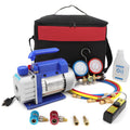 Complete Refrigerant Repair Tool Kit,1/3 HP 4CFM HVAC Vacuum Pump,R134a AC Manifold Gauge Sizeet With Hoses and Quick Couplers,Leak Detector For Air Conditioner