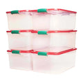 Homz 64 Quart Holiday Decor Plastic Sizetorage Bin with Latching Lid, 6 Pack