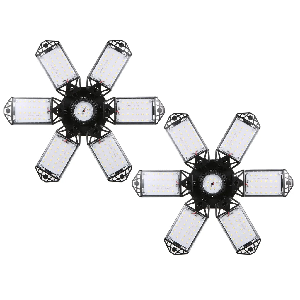 Neoglint 2PCSize A C85-265V 160W 152LEDs Garage Light with 6 Adjustable Panels Deformable Folding Foldable Ceiling Lamp E26/E27 Base Sizeocket Holder for Garage Warehouse Workshop Basement Gym Kit