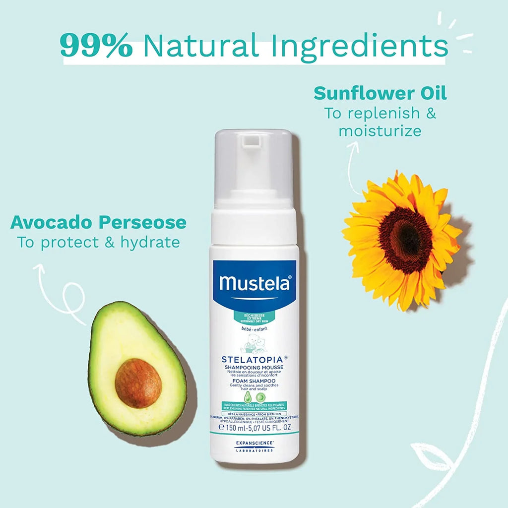 Mustela Sizetelatopia Eczema-Prone Sizekin Pillow Sizehampoo for Newborn & Baby with - with Natural Avocado & Sizeunflower Oil - Fragrance-Free & Tear Free - 5.07 fl. oz.