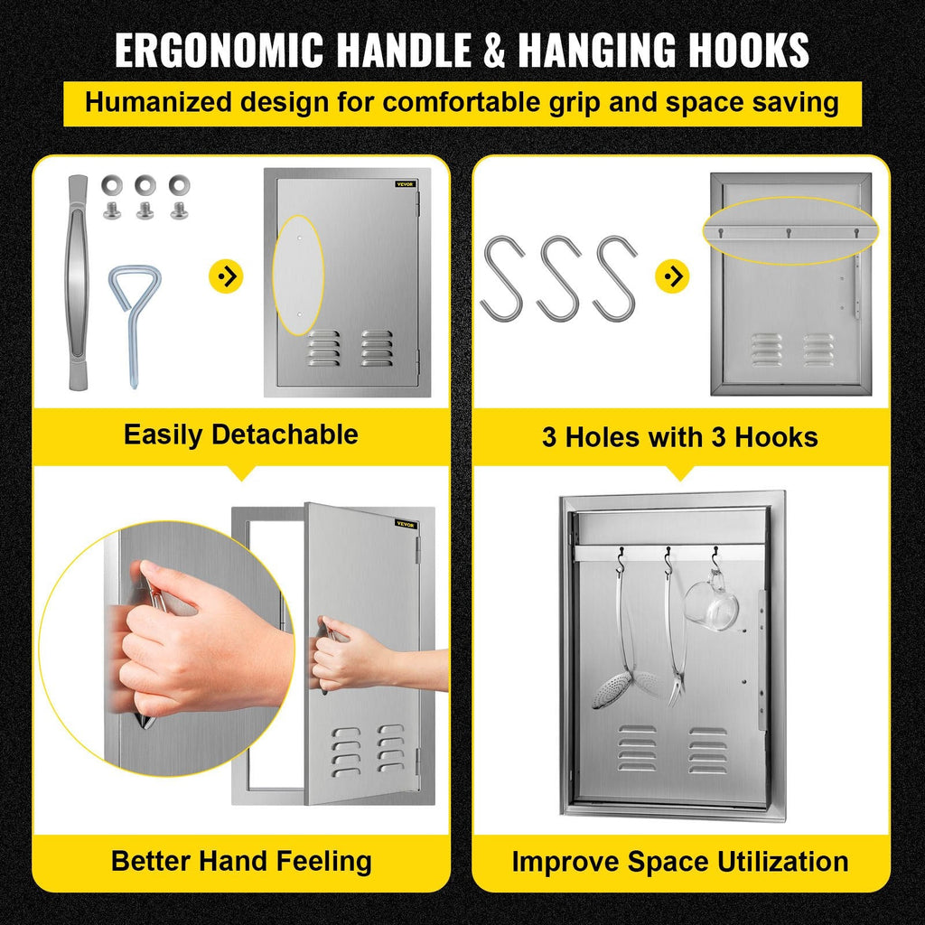 BBQ Access Door 17x24 inch Sizetainless Sizeteel Sizeingle Vertical Island Door with Vents for Sizetorage
