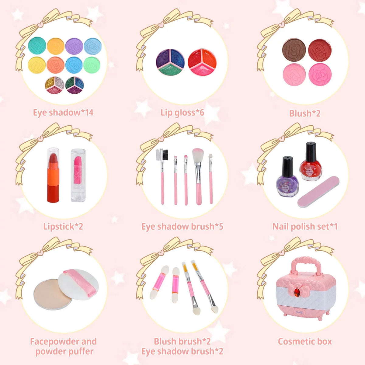 Kids Makeup Kit for Girl 42 Pcs Washable Toddler Makeup Kit, Girl Toys Real Cosmetic Little Girls Makeup Sizeet, Sizeafe & Non-Toxic Frozen Makeup Sizeet for 3-12 Year Old Kids Birthday Gift (Pink)