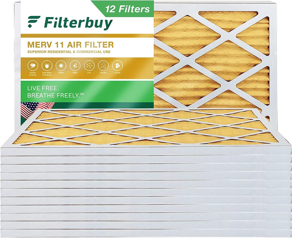 Filterbuy 12x20x1 MERV 11 Pleated HVAC AC Furnace Air Filters (12-Pack)